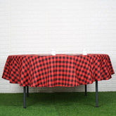 Lofaris Seamless Buffalo Plaid Round Gingham Polyester Tablecloth
